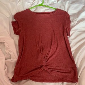 Red blouse with twist in front